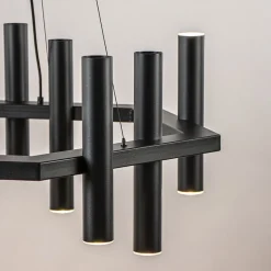 12-Lichts design hanglamp 6-hoekig mat zwart><noscript><img width=