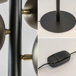 3-Lichts design vloerlamp zwart met platinum bollen><noscript><img width=