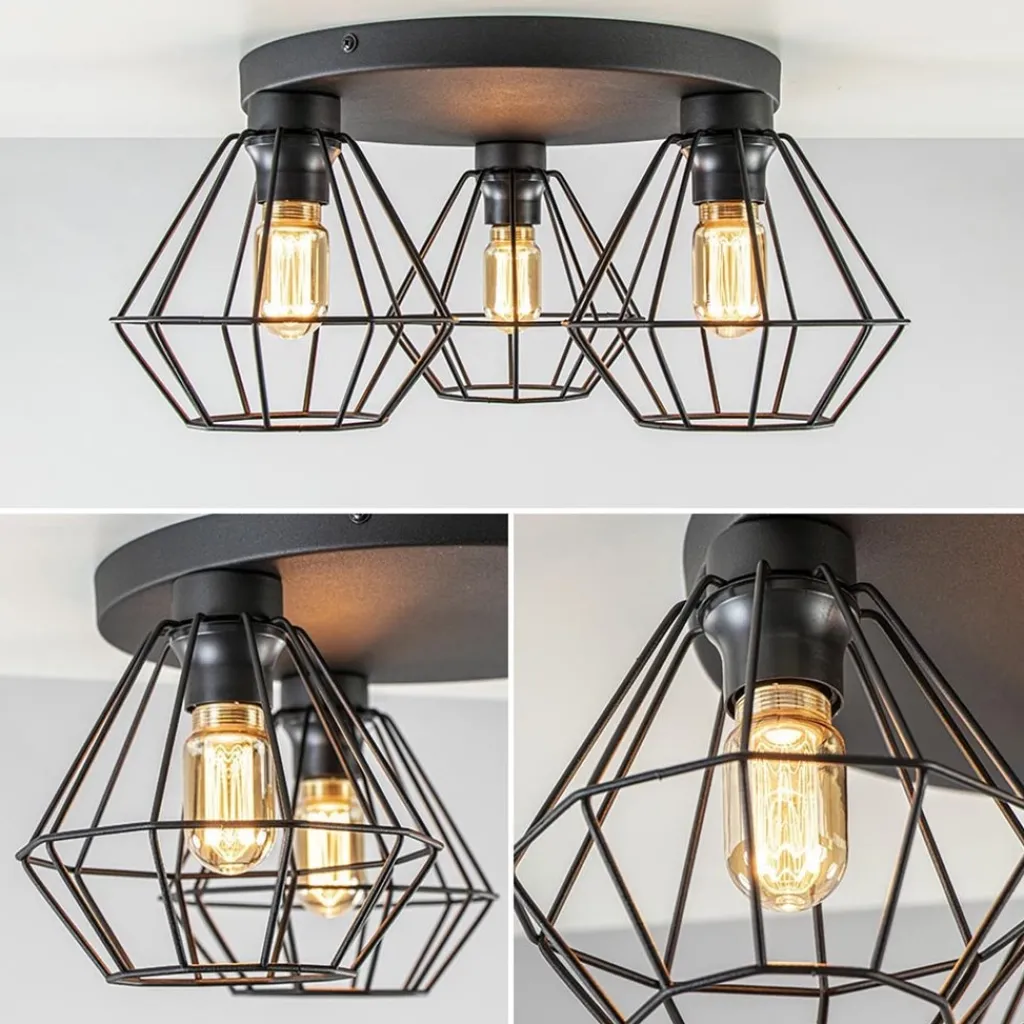 3-Lichts draadlamp diamant mat zwart>Straluma Online
