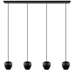 4-Lichts eettafelhanglamp mat zwart met goud>Straluma Cheap