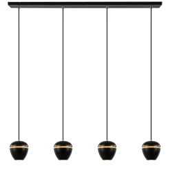 4-Lichts eettafelhanglamp mat zwart met goud>Straluma Cheap