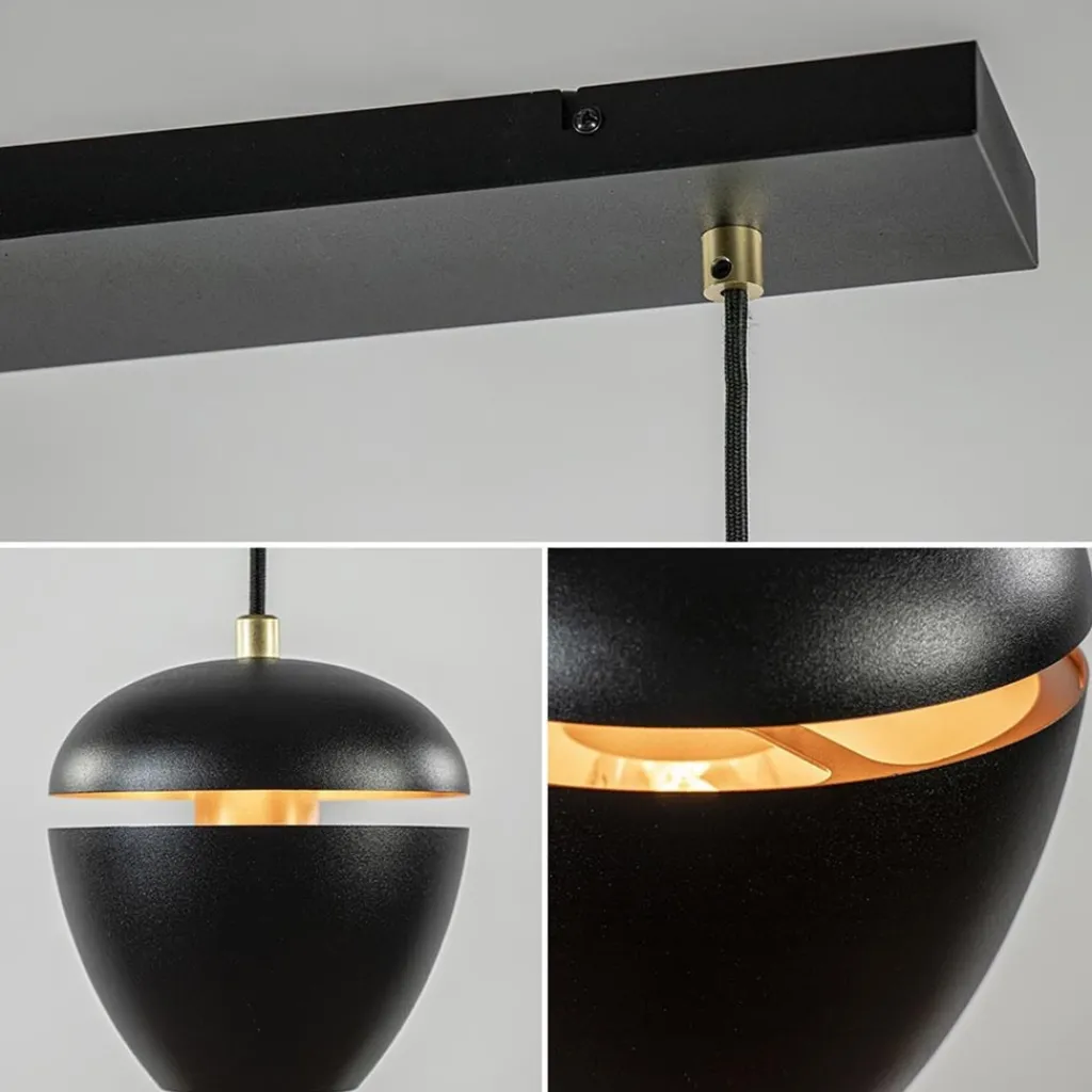 4-Lichts eettafelhanglamp mat zwart met goud>Straluma Cheap