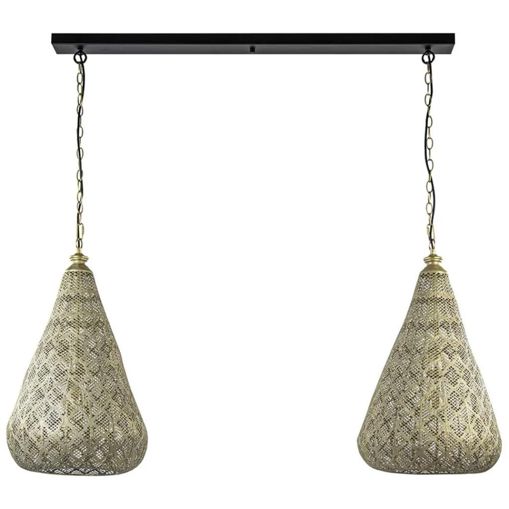 2-Lichts eettafelhanglamp mat goud/zwart oriental>Straluma Store