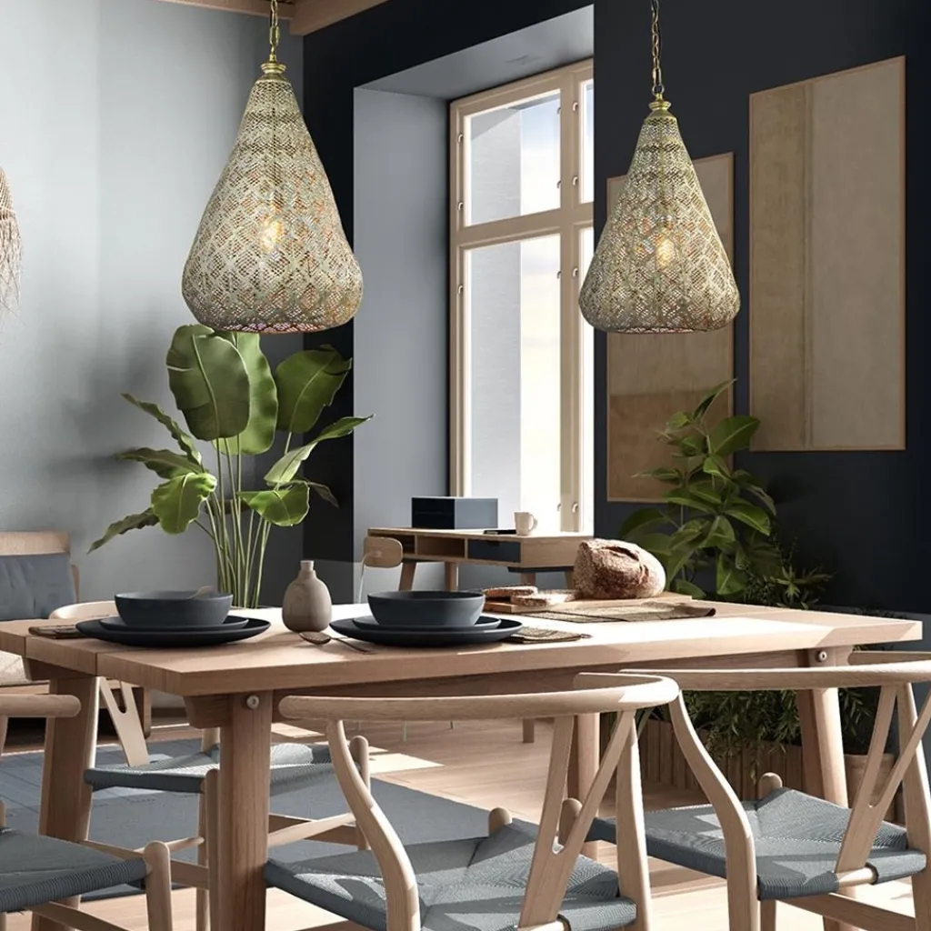 2-Lichts eettafelhanglamp mat goud/zwart oriental>Straluma Store