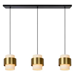 3-Lichts eettafelhanglamp mat goud met opaal glas>Straluma Sale