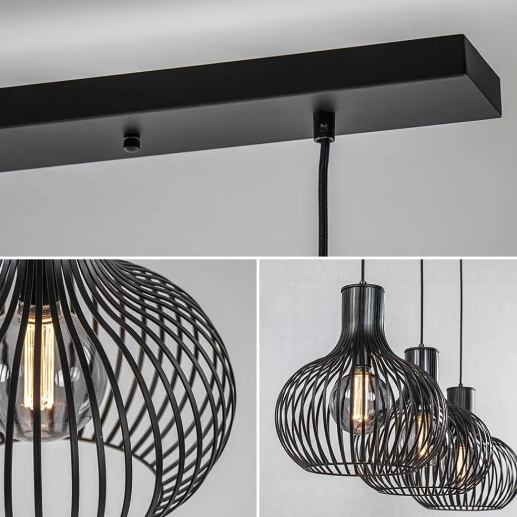 3-Lichts eettafelhanglamp onion mat zwart>Straluma Flash Sale