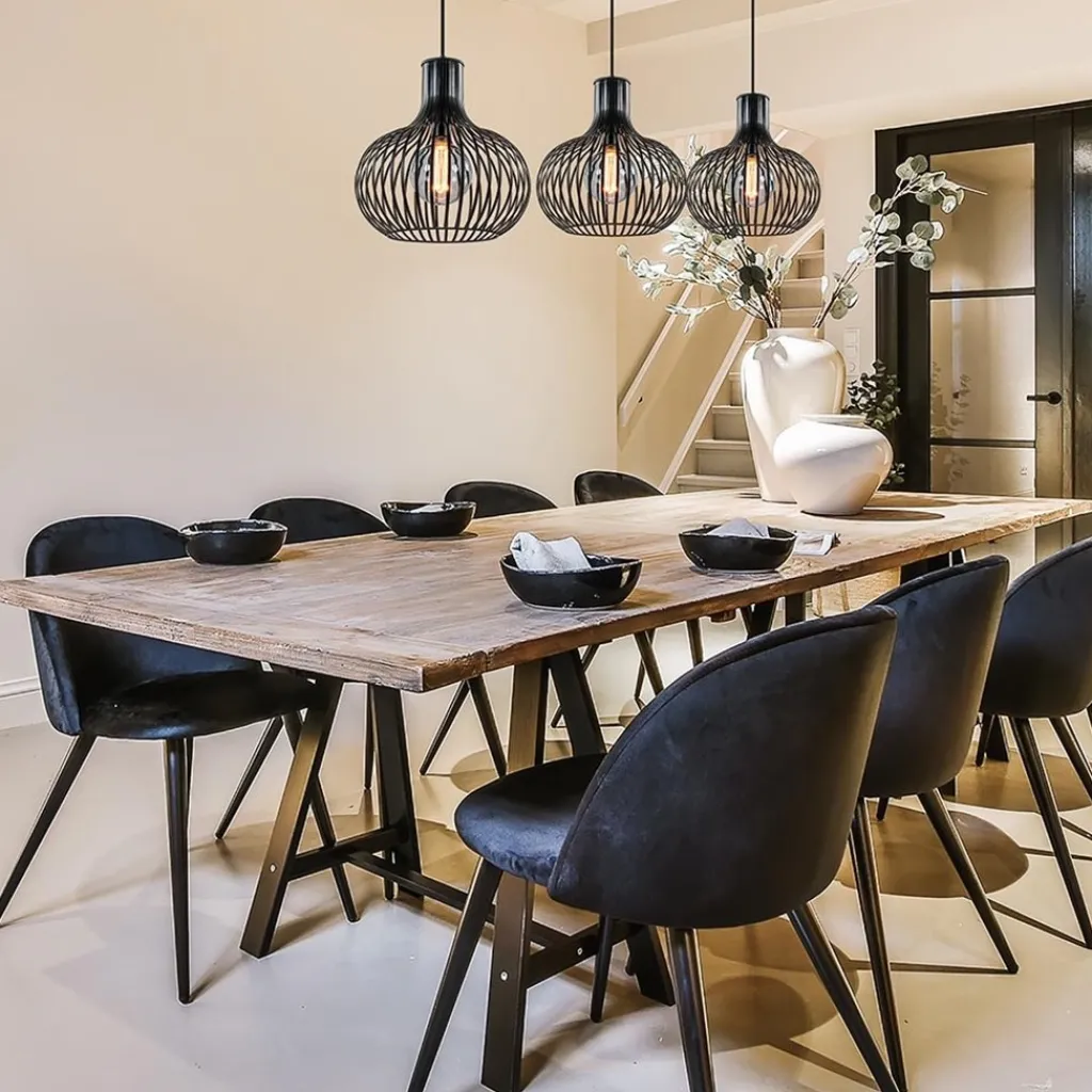 3-Lichts eettafelhanglamp onion mat zwart>Straluma Flash Sale