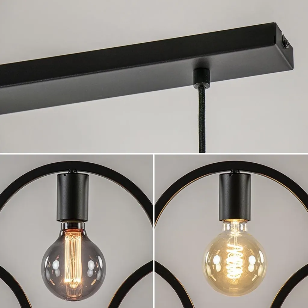 5-Lichts eettafelhanglamp ringen mat zwart>Straluma Shop