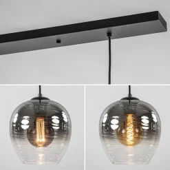 3-Lichts eettafelhanglamp smoke/helder glas><noscript><img width=