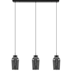 3-Lichts hanglamp balk zwart/marmer met smoke glas>Straluma Sale