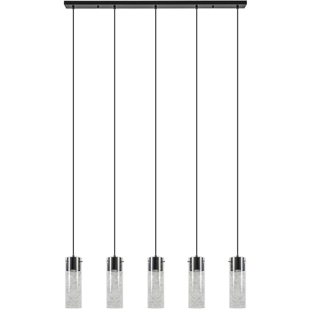 5-Lichts hanglamp cilinder helder glas met zwart>Straluma Cheap