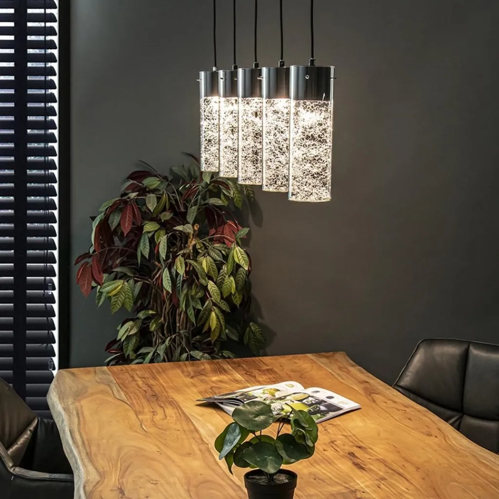 5-Lichts hanglamp cilinder helder glas met zwart>Straluma Cheap