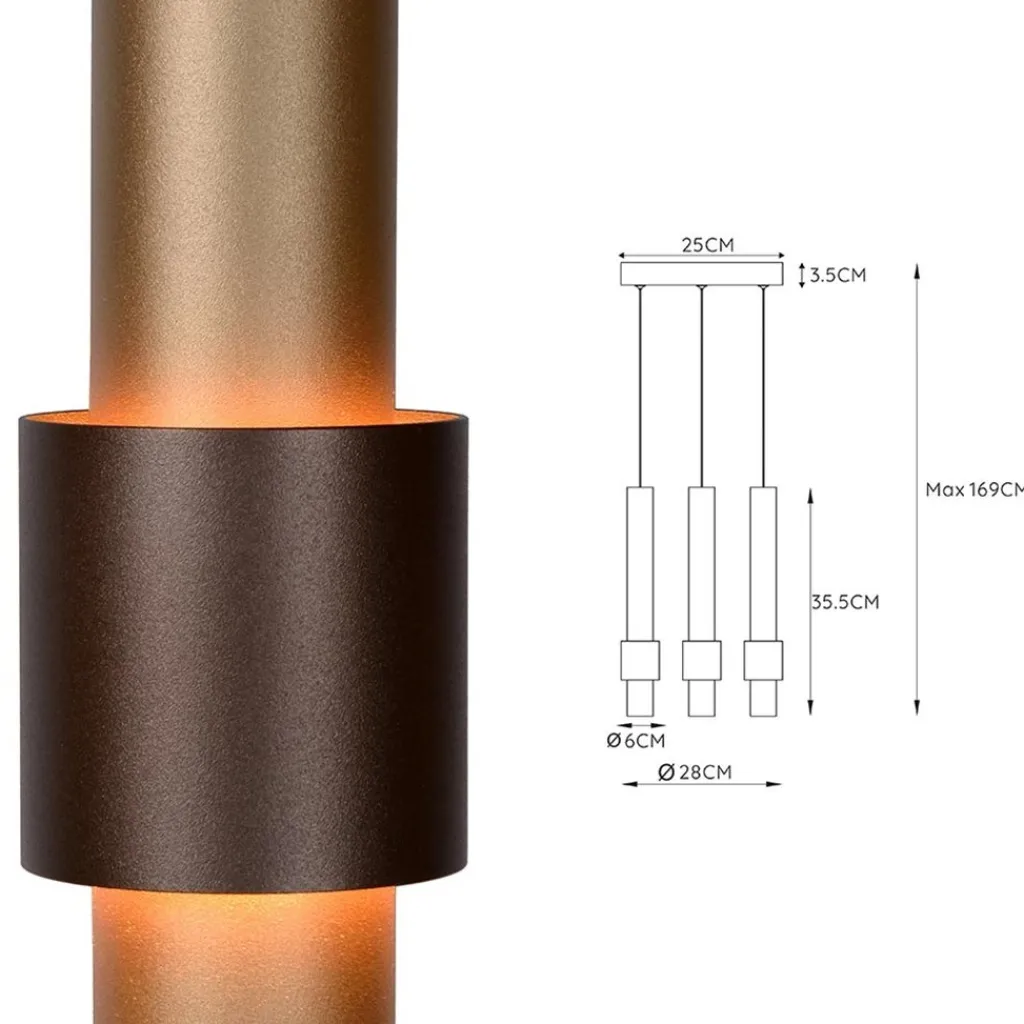 3-Lichts hanglamp LED cilinders bruin rond>Straluma Best Sale