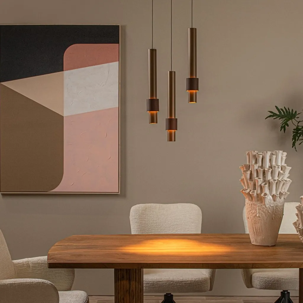 3-Lichts hanglamp LED cilinders bruin rond>Straluma Best Sale