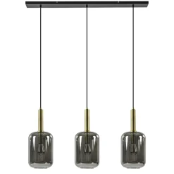 3-Lichts hanglamp Lekar antiek brons met smoke glas>Straluma Cheap