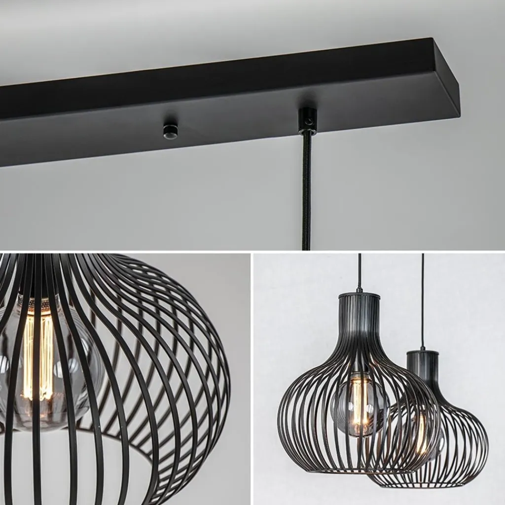 2-Lichts hanglamp met mat zwarte draad kappen>Straluma Cheap
