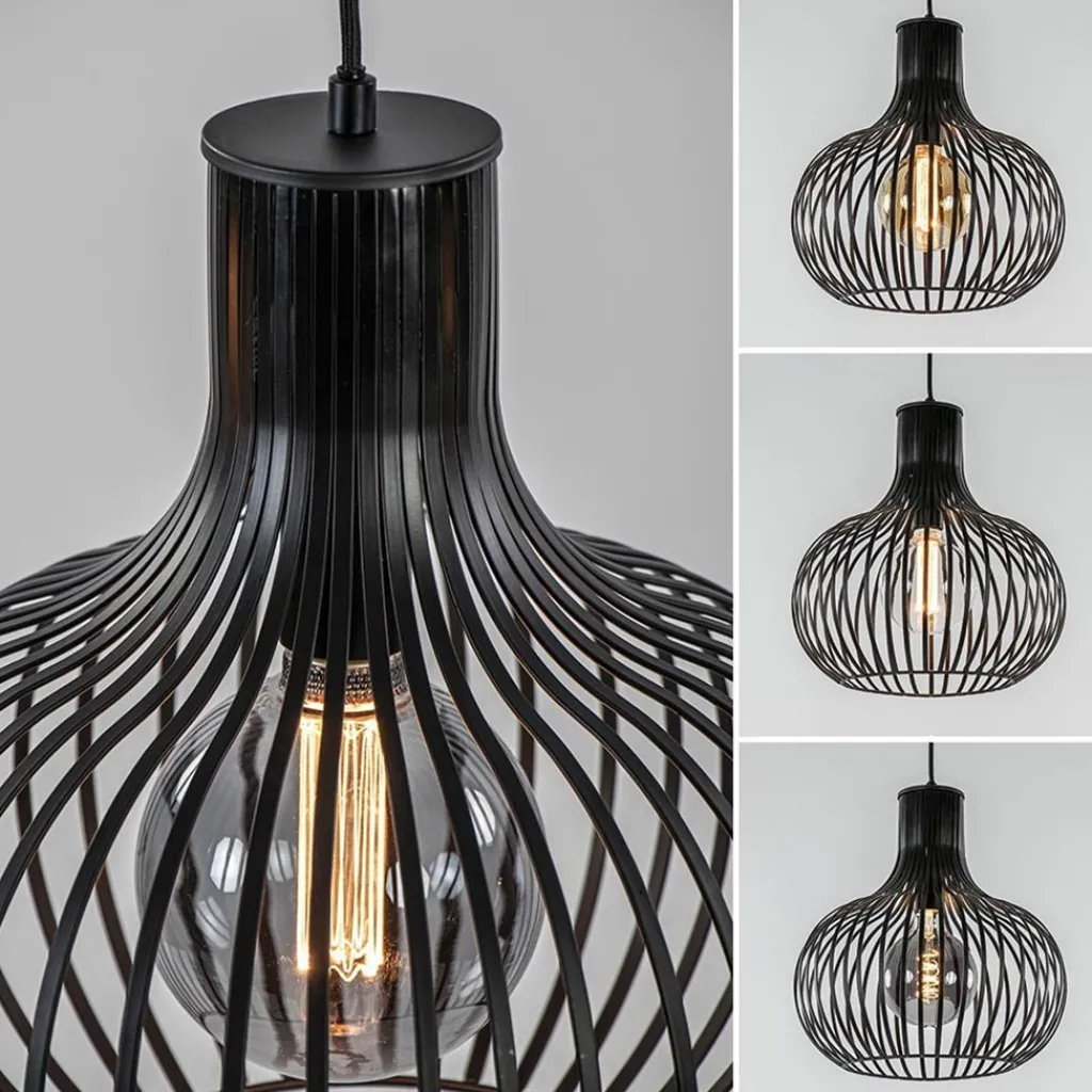 2-Lichts hanglamp met mat zwarte draad kappen>Straluma Cheap