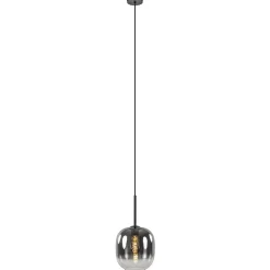 1-Lichts hanglamp zwart met smoke/helder glas>Straluma Outlet