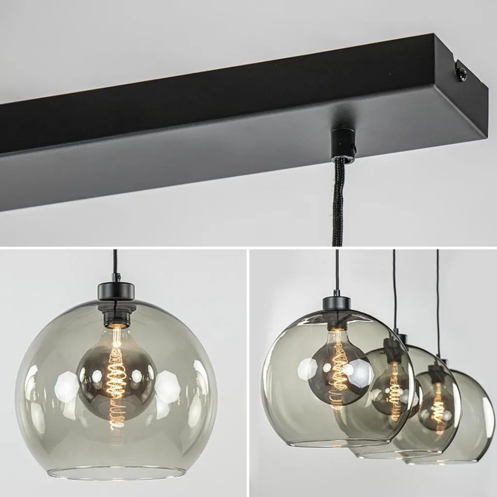 3-Lichts hanglamp zwart met smoke glas>Straluma Hot
