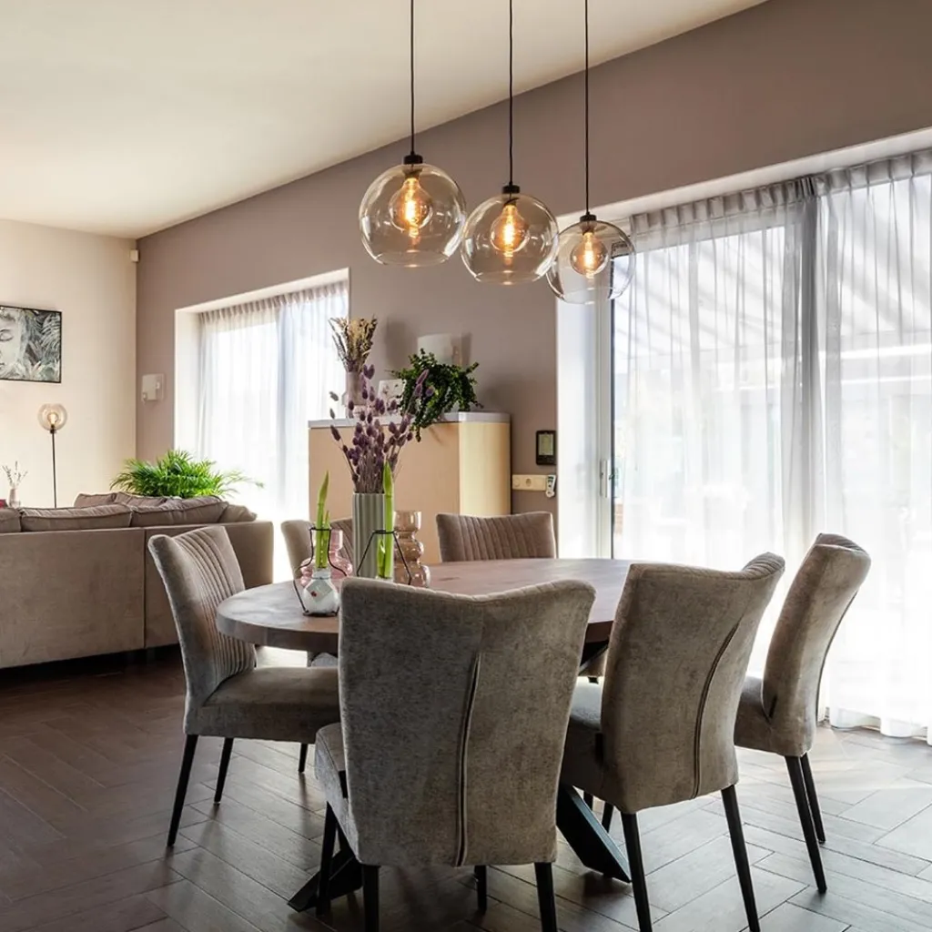 3-Lichts hanglamp zwart met smoke glas>Straluma Hot