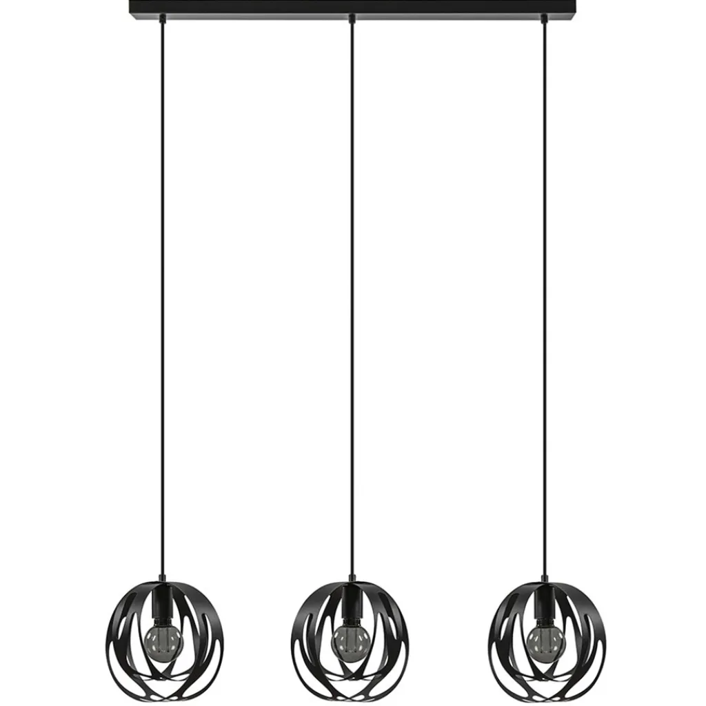 3-Lichts hanglamp zwart met ronde kappen>Straluma Hot