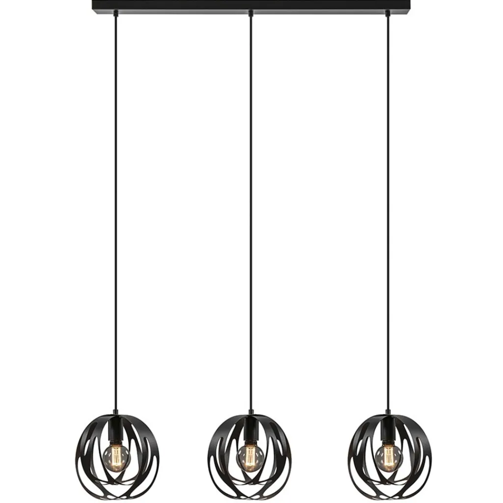 3-Lichts hanglamp zwart met ronde kappen>Straluma Hot