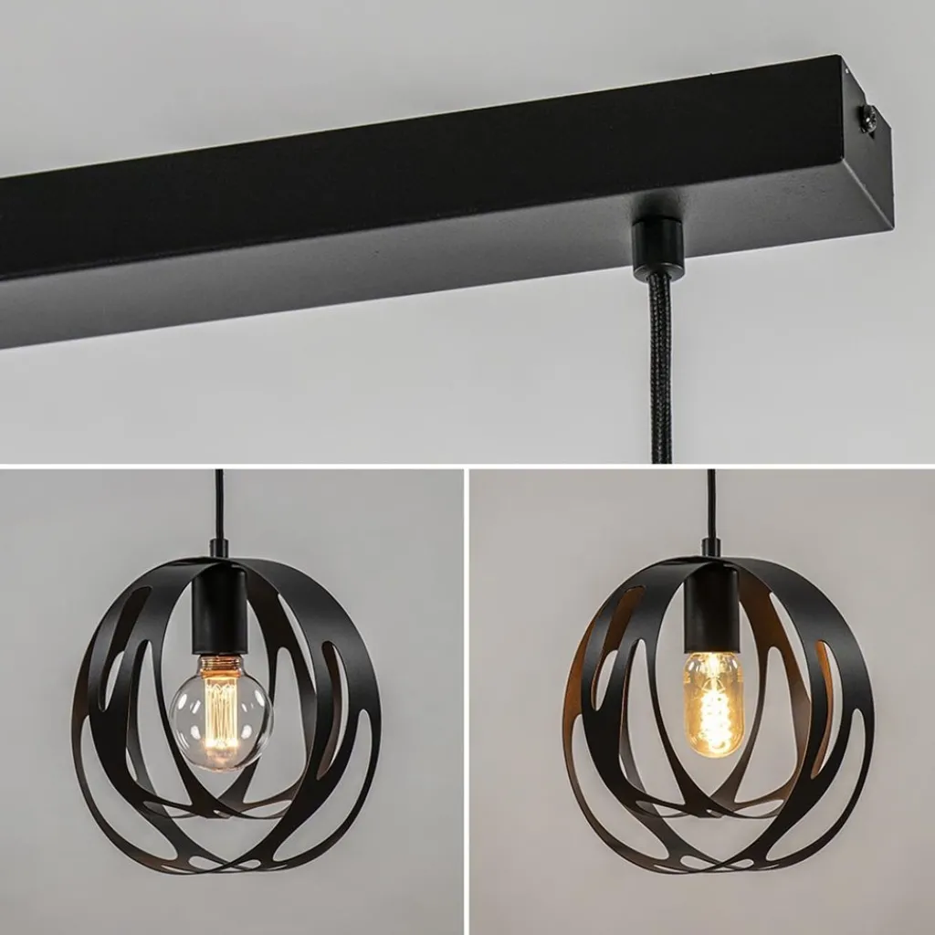 3-Lichts hanglamp zwart met ronde kappen>Straluma Hot