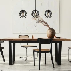 3-Lichts hanglamp zwart met ronde kappen><noscript><img width=