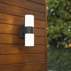 2-Lichts LED buitenlamp verstelbaar zwart aluminium><noscript><img width=