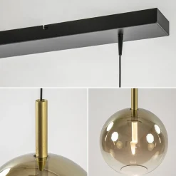 3-Lichts LED eettafelhanglamp met gold fading glas><noscript><img width=