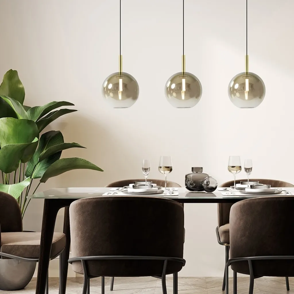 3-Lichts LED eettafelhanglamp met gold fading glas>Straluma Best