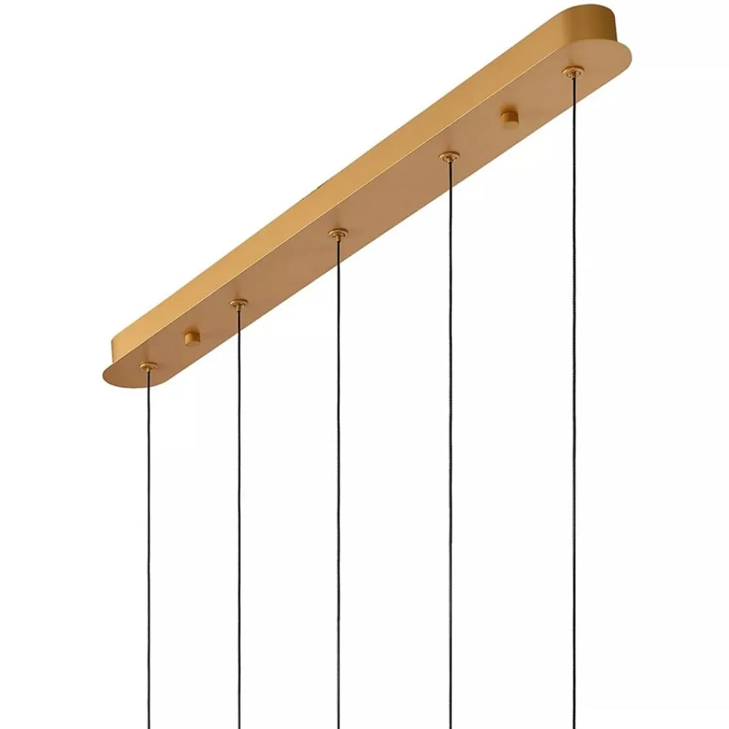 5-Lichts LED eettafelhanglamp goud met glas>Straluma Hot