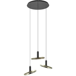 3-Lichts LED hanglamp ringen rond zwart/goud dimbaar>Straluma Cheap