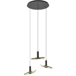 3-Lichts LED hanglamp ringen rond zwart/goud dimbaar>Straluma Cheap