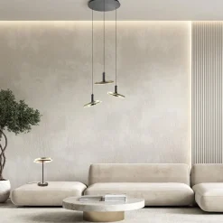3-Lichts LED hanglamp ringen rond zwart/goud dimbaar><noscript><img width=