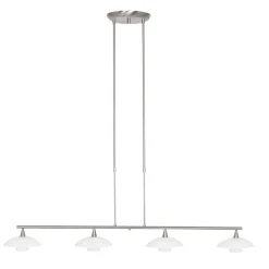 4-Lichts LED hanglamp staal met witte schotels dimbaar>Straluma Store