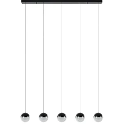 5-Lichts LED hanglamp zwart met diamant zand 3-standen dimbaar>Straluma Cheap