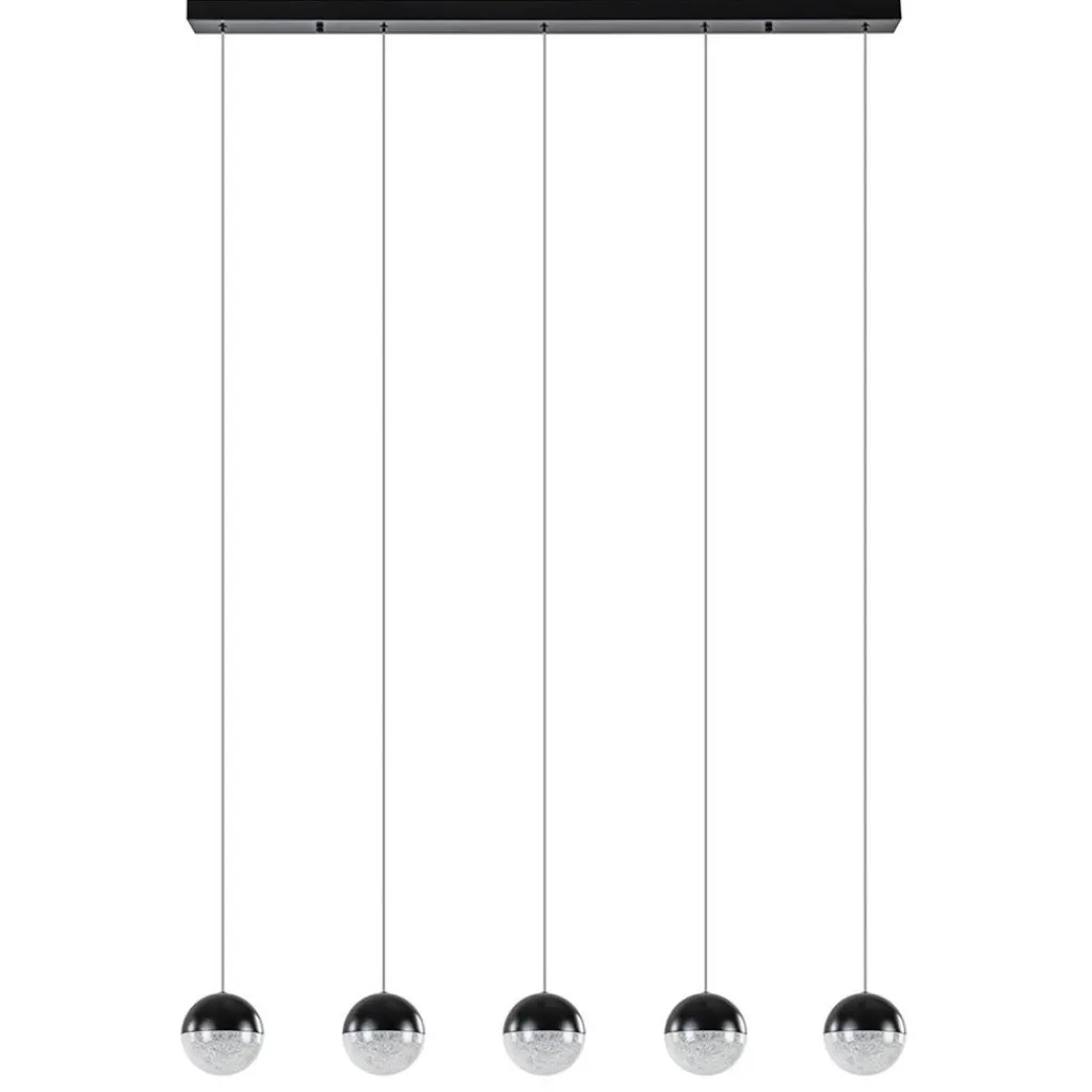 5-Lichts LED hanglamp zwart met diamant zand 3-standen dimbaar>Straluma Cheap