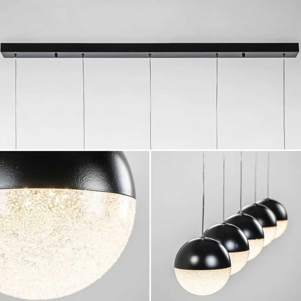 5-Lichts LED hanglamp zwart met diamant zand 3-standen dimbaar>Straluma Cheap