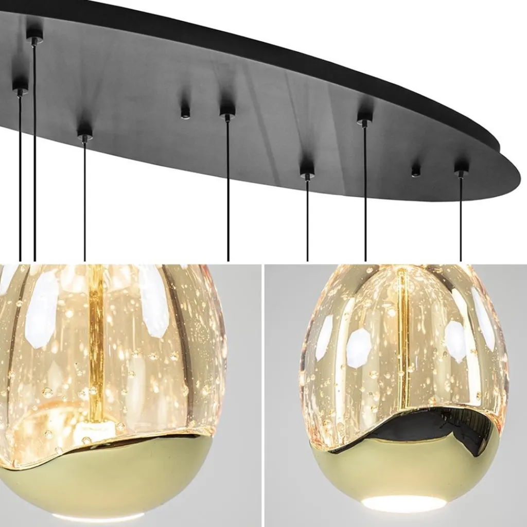 8-Lichts ovale hanglamp eggs zwart/goud>Straluma Cheap