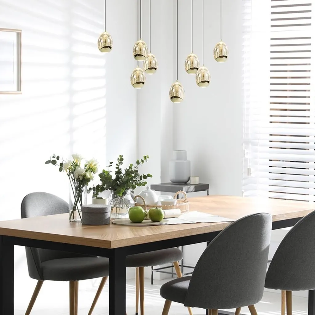 8-Lichts ovale hanglamp eggs zwart/goud>Straluma Cheap