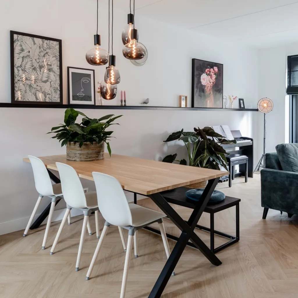 5-lichts plaat rond + pendels zwart ex.lb>Straluma Outlet