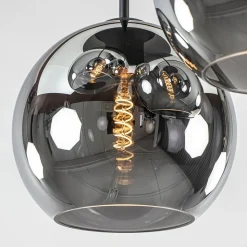 3-Lichts plafondlamp mat zwart met titanium glas><noscript><img width=