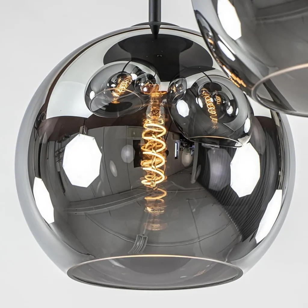 3-Lichts plafondlamp mat zwart met titanium glas>Straluma Store
