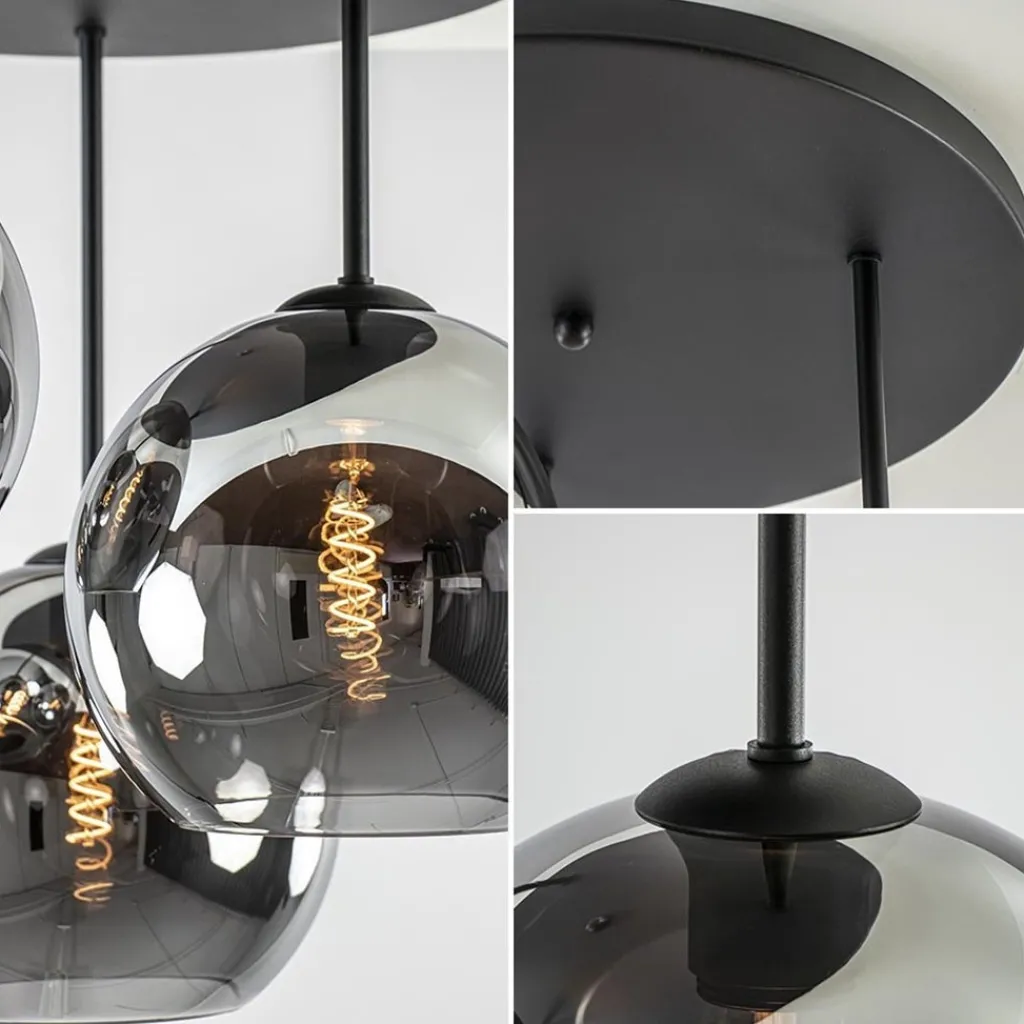 3-Lichts plafondlamp mat zwart met titanium glas>Straluma Store
