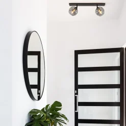2-Lichts plafondlamp smoke glas met zwart><noscript><img width=