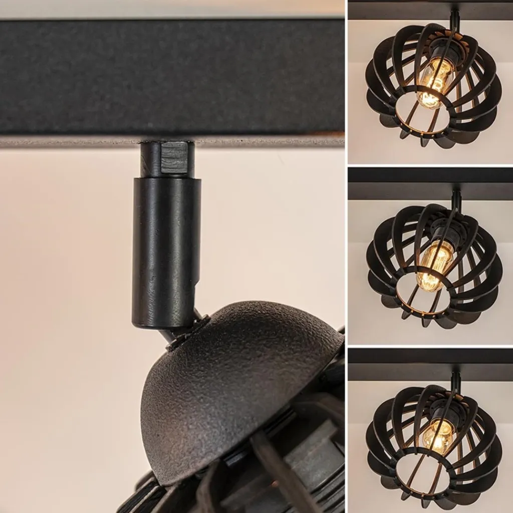 3-Lichts plafondlamp zwart met verstelbare houten kappen>Straluma Flash Sale