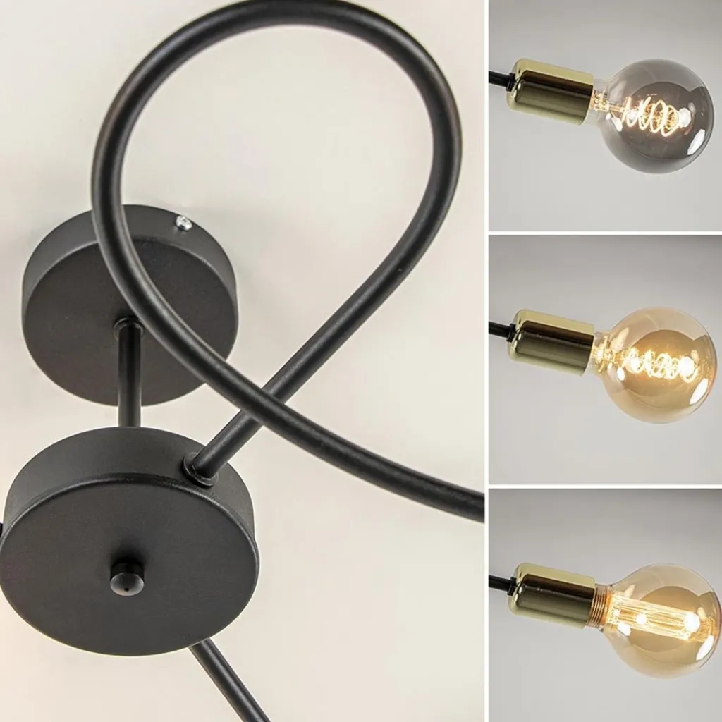 3-Lichts plafondlamp zwart met gouden pendels>Straluma Discount