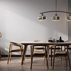 3-Lichts retro hanglamp zwart met smoke glas><noscript><img width=