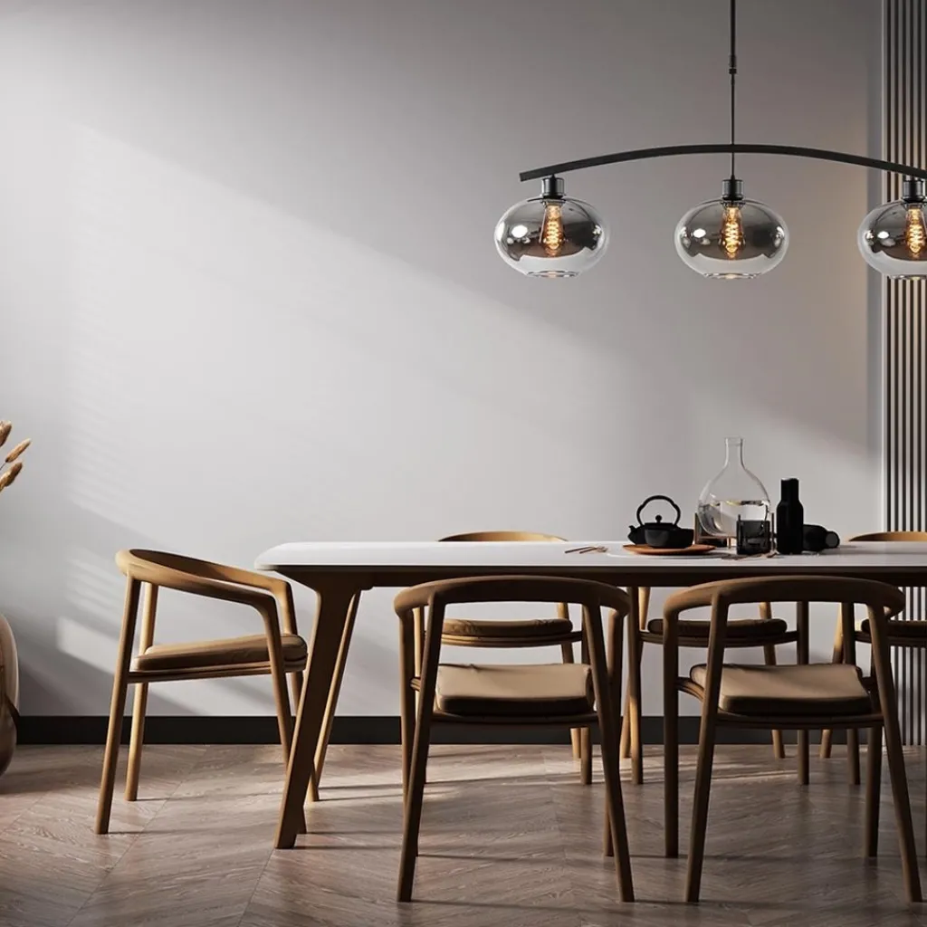 3-Lichts retro hanglamp zwart met smoke glas>Straluma Hot